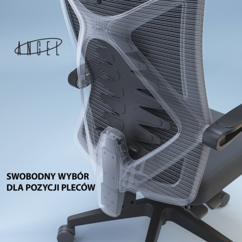 Fotel ergonomiczny ANGEL biurowy obrotowy Spino szary Fotel ergonomiczny ANGEL biurowy obrotowy Spino szary