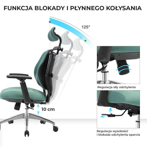 Fotel biurowy ergonomiczny ANGEL Stelio Zielony Fotel biurowy ergonomiczny ANGEL Stelio Zielony