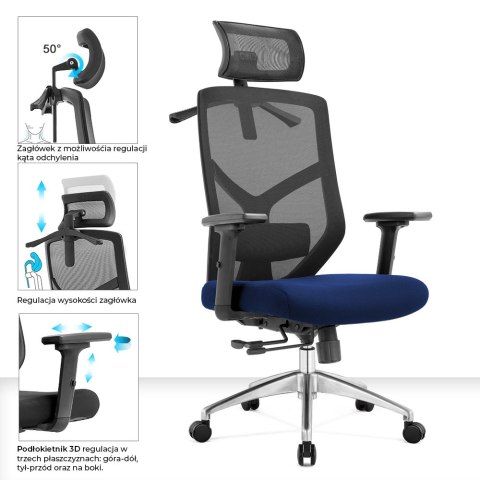 Fotel biurowy ergonomiczny Rosa granatowy ANGEL Fotel biurowy ergonomiczny Rosa granatowy ANGEL