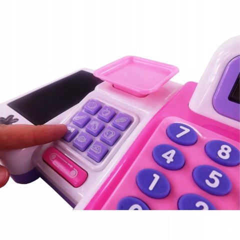 Zestaw kasa sklepowa sensoryczna czytnik kart kalkulator koszyk 43 el. 5911 Zestaw kasa sklepowa sensoryczna czytnik kart kalkulator koszyk 43 el. 5911