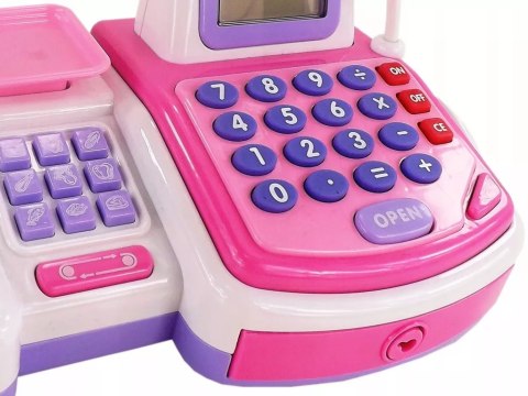 Zestaw kasa sklepowa sensoryczna czytnik kart kalkulator koszyk 43 el. 5911 Zestaw kasa sklepowa sensoryczna czytnik kart kalkulator koszyk 43 el. 5911