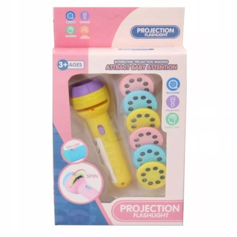 Projektor mini ręczny latarka 2w1 żółty dla dzieci 7606Z Projektor mini ręczny latarka 2w1 żółty dla dzieci 7606Z