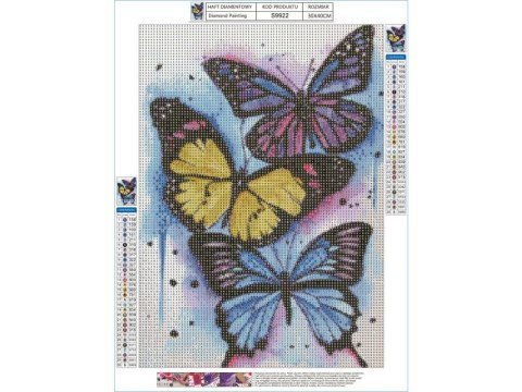 Haft Diamentowy, Obraz, Mozaika Diamentowa Diamond Painting, KOLOROWE MOTYLE 30x40cm Haft Diamentowy, Obraz, Mozaika Diamentowa Diamond Painting, KOLOROWE MOTYLE 30x40cm