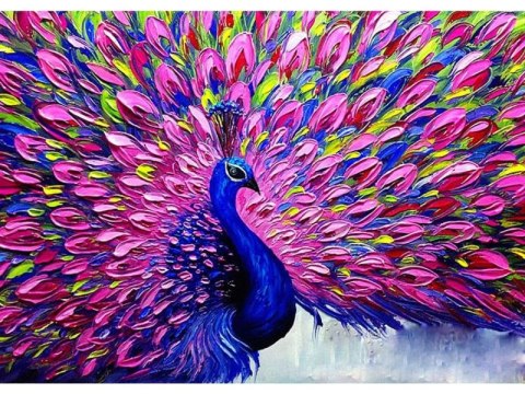 Haft Diamentowy, Obraz, Mozaika Diamentowa Diamond Painting, KOLOROWY PAW 40x30cm Haft Diamentowy, Obraz, Mozaika Diamentowa Diamond Painting, KOLOROWY PAW 40x30cm