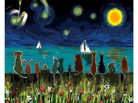 OBRAZ MALOWANIE PO NUMERACH RAMA 50x40cm ZWIERZĘTA NAD JEZIOREM OBRAZ MALOWANIE PO NUMERACH RAMA 50x40cm ZWIERZĘTA NAD JEZIOREM