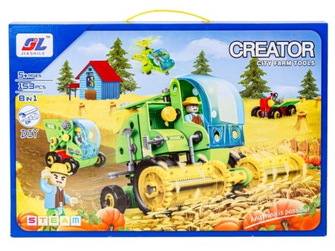 Klocki Konstrukcyjne ZESTAW ROLNIKA, FARMERA 153 El. Pojazdy Rolnicze, Kombajn, Stodoła, Traktor Do Rozkręcania I Skręcania 8w1 Klocki Konstrukcyjne ZESTAW ROLNIKA, FARMERA 153 El. Pojazdy Rolnicze, Kombajn, Stodoła, Traktor Do Rozkręcania I Skręcania 8w1