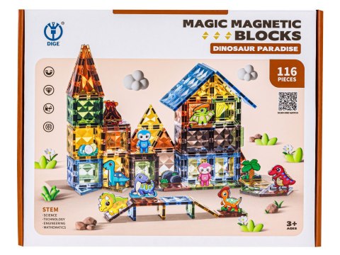 Konstrukcyjne Klocki Magnetyczne PARK DINOZAURÓW 116 El. Konstrukcyjne Klocki Magnetyczne PARK DINOZAURÓW 116 El.