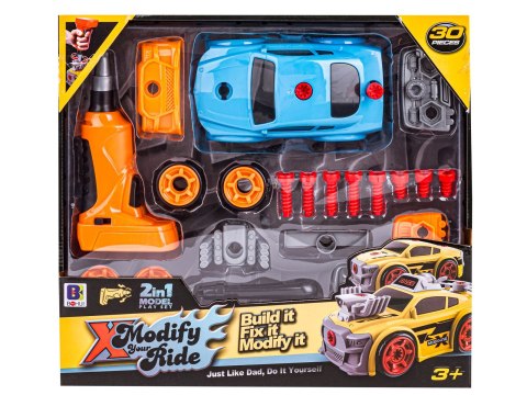 Sportowy Samochód do rozkręcania i skręcania 2w1 TUNING + Wkrętarka Sportowy Samochód do rozkręcania i skręcania 2w1 TUNING + Wkrętarka