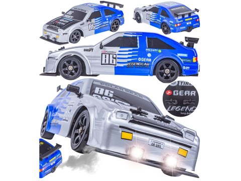 DUŻY Samochód Do Driftu Auto RC Drift 1:16 2,4 GHz PARA DYM Srebrna Toyota 4WD LED DUŻY Samochód Do Driftu Auto RC Drift 1:16 2,4 GHz PARA DYM Srebrna Toyota 4WD LED