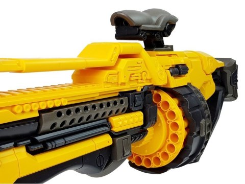 Pistolet Na Baterie Piankowe Naboje 82 cm Obrotowy Magazynek Żółty Pistolet Na Baterie Piankowe Naboje 82 cm Obrotowy Magazynek Żółty