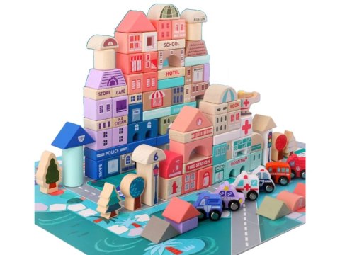 Zestaw Drewnianych Klocków Miasto Litery Puzzle 115 Sztuk Zestaw Drewnianych Klocków Miasto Litery Puzzle 115 Sztuk