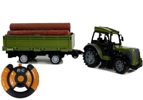 Zielony Traktor z Przyczepą Belami Drewna Zdalnie Sterowany 2.4G Zielony Traktor z Przyczepą Belami Drewna Zdalnie Sterowany 2.4G