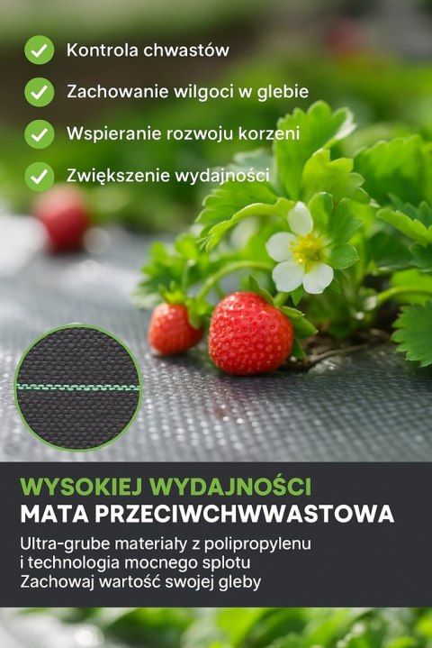 Agrotkanina czarna 1,1x100m UV 135g antychwastowa agrowłóknina + kotwy Agrotkanina czarna 1,1x100m UV 135g antychwastowa agrowłóknina + kotwy