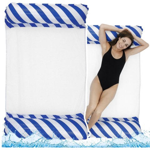 Dmuchany Hamak Wodny Materac Leżak Biało-Granatowy 120x70cm Dmuchany Hamak Wodny Materac Leżak Biało-Granatowy 120x70cm