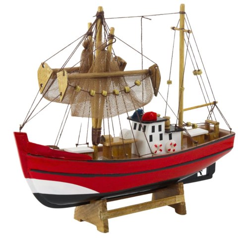Model Kolekcjonerski Dekoracyjny Statek Kuter Rybacki Czerwony 30x26cm Model Kolekcjonerski Dekoracyjny Statek Kuter Rybacki Czerwony 30x26cm
