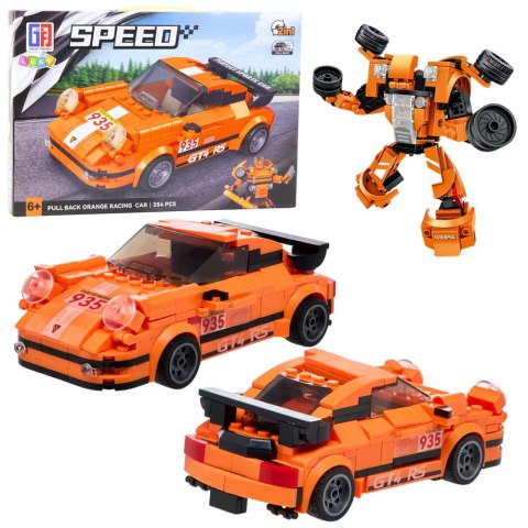 Klocki Konstrukcyjne Auto Robot 2w1 Pomarańczowy Napęd 354 el. Klocki Konstrukcyjne Auto Robot 2w1 Pomarańczowy Napęd 354 el.