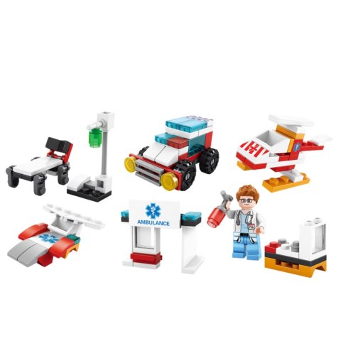 Klocki Konstrukcyjne Zestaw Ratowniczy Ambulans Pogotowie 6w1 122 el.