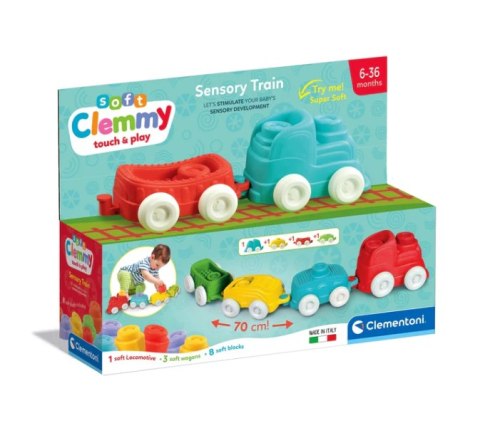 Clemmy Kolorowy Pociąg Sensoryczny Lokomotywa Wagony Klocki 70cm Clementoni 17961 Clemmy Kolorowy Pociąg Sensoryczny Lokomotywa Wagony Klocki 70cm Clementoni 17961